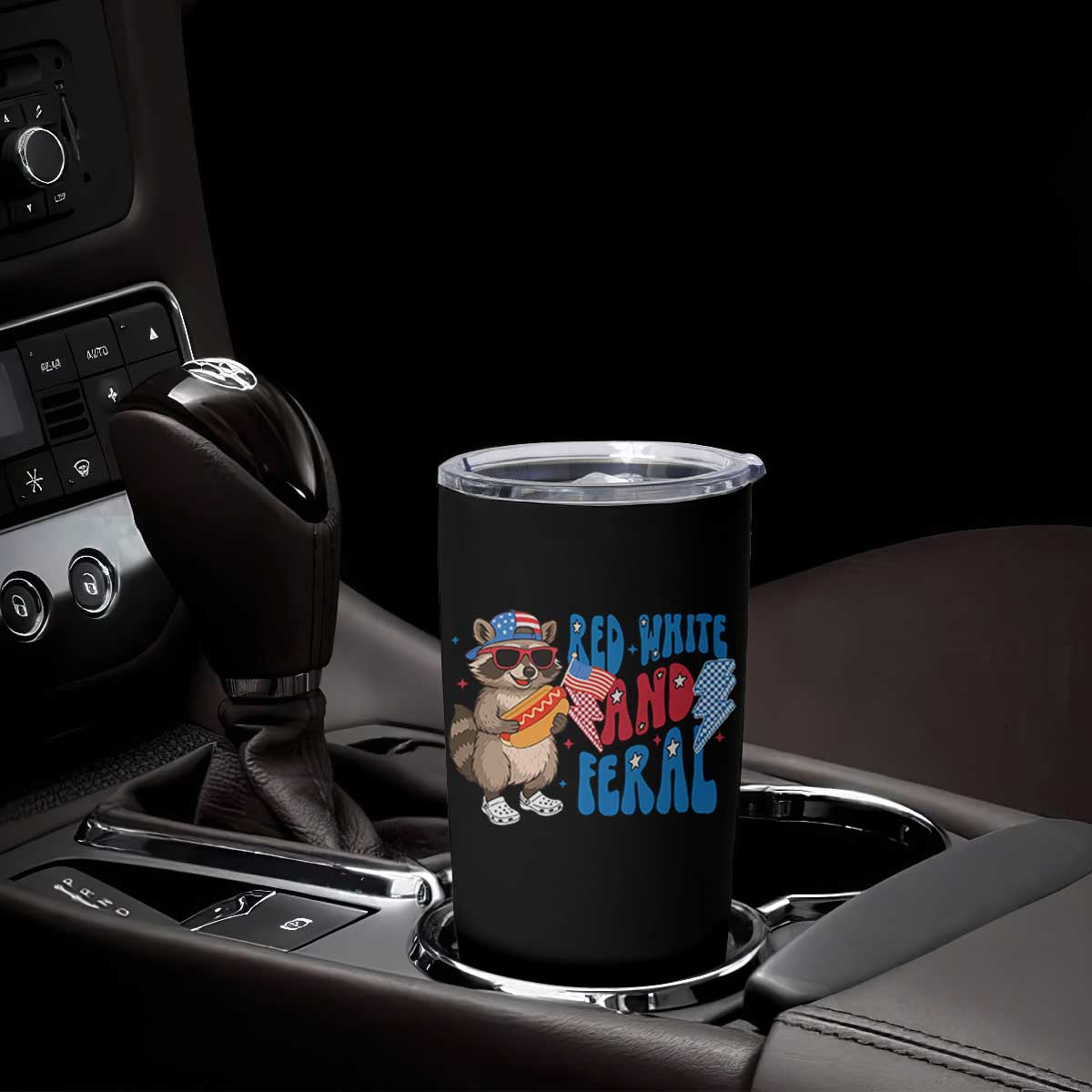 Funny Raccoon 4th of July Tumbler Cup Red White and Feral Patriotic TS10 Print Your Wear