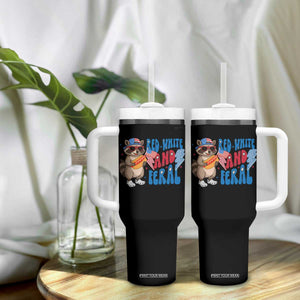 Funny Raccoon 4th of July Tumbler With Handle Red White and Feral Patriotic TS10 Print Your Wear
