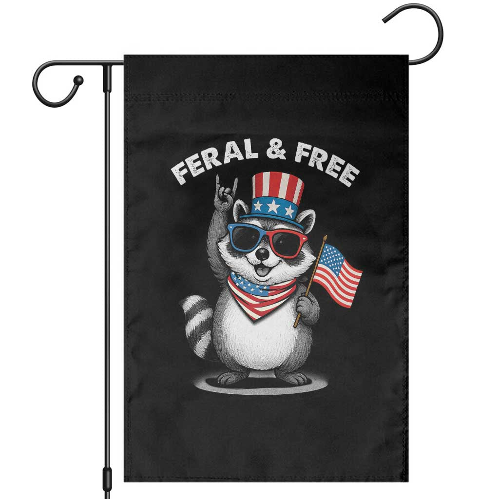 Funny Raccoon July 4th Garden Flag Patriotic Trash Panda Feral But Free TS10 Black Print Your Wear