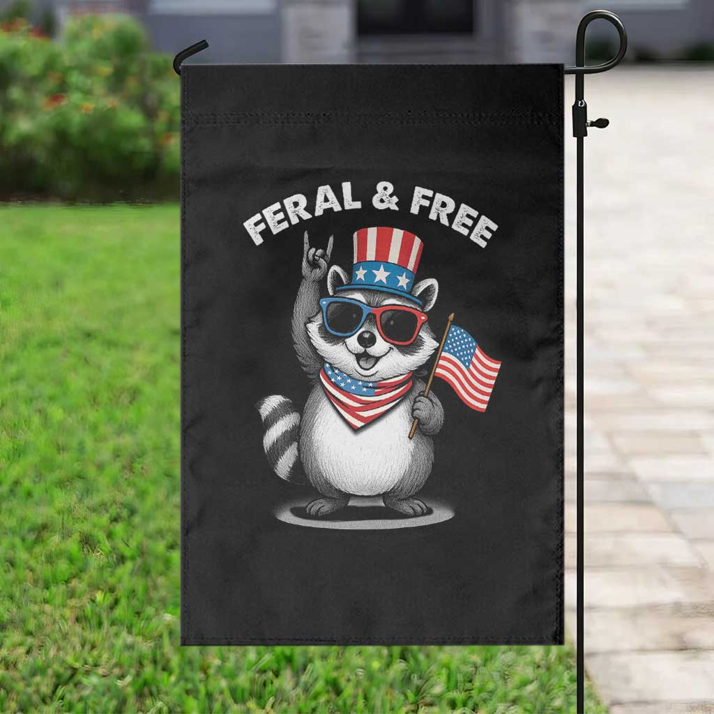Funny Raccoon July 4th Garden Flag Patriotic Trash Panda Feral But Free TS10 Print Your Wear
