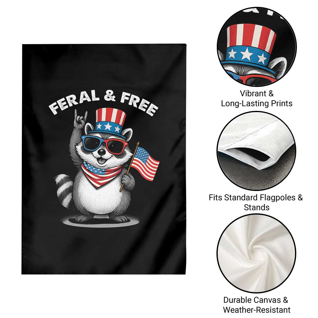 Funny Raccoon July 4th Garden Flag Patriotic Trash Panda Feral But Free TS10 Print Your Wear