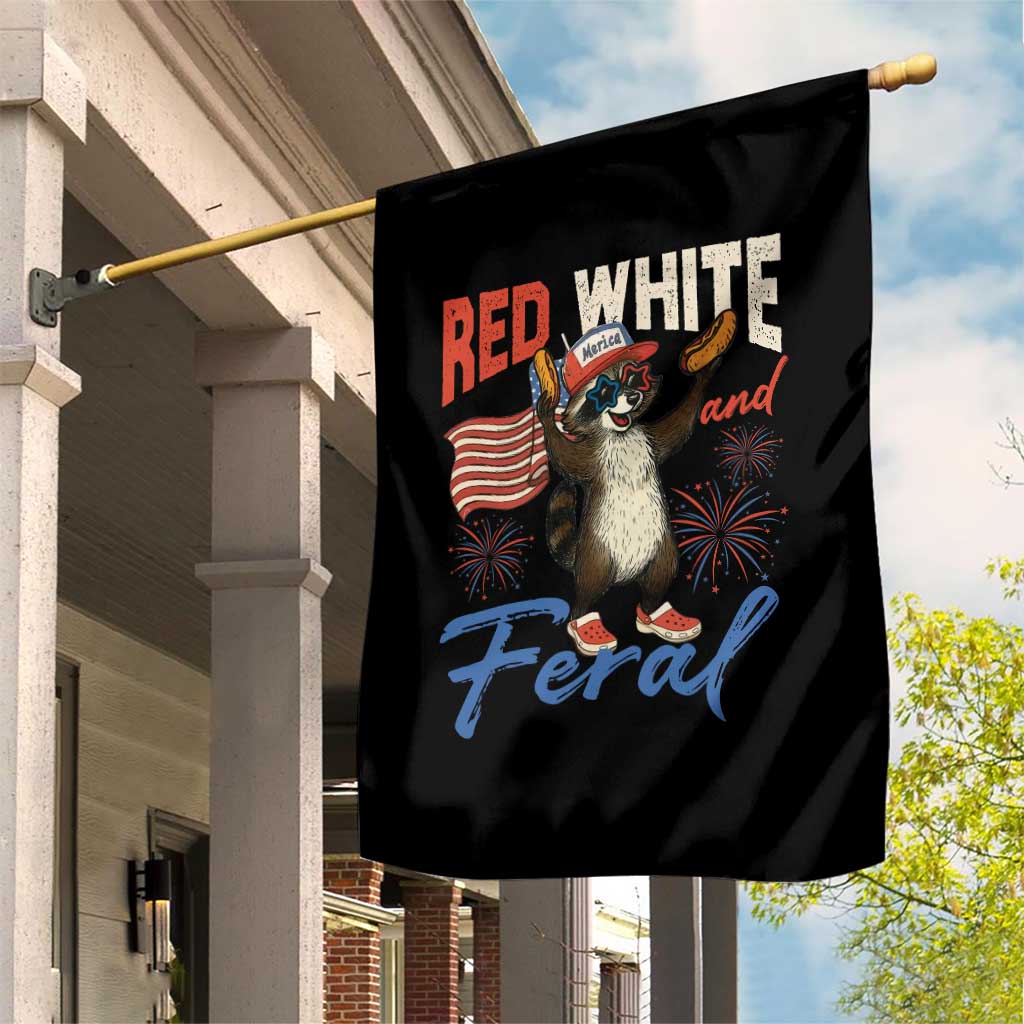 Funny Raccoon July 4th Garden Flag Red White and Feral Patriotic Trash Panda TS10 Print Your Wear