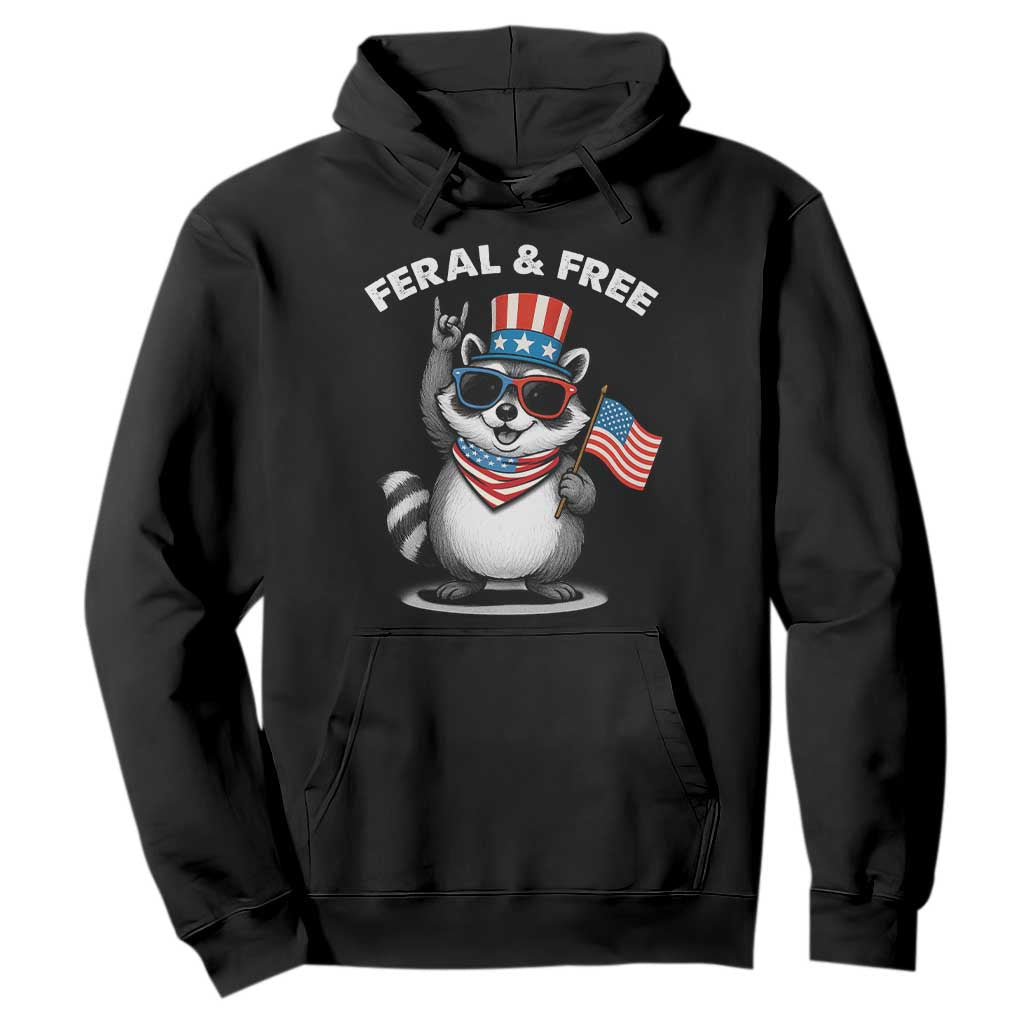 Funny Raccoon July 4th Hoodie Patriotic Trash Panda Feral But Free TS10 Black Print Your Wear
