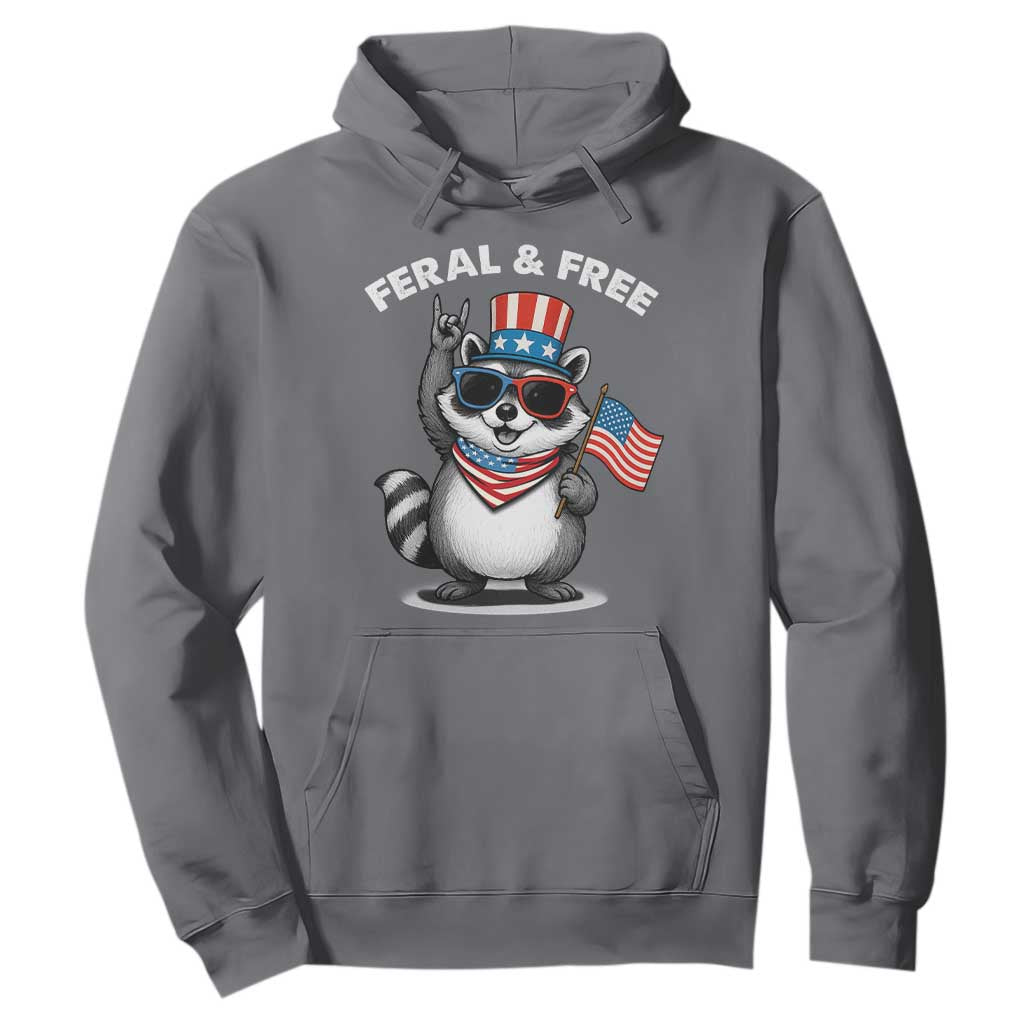 Funny Raccoon July 4th Hoodie Patriotic Trash Panda Feral But Free TS10 Charcoal Print Your Wear