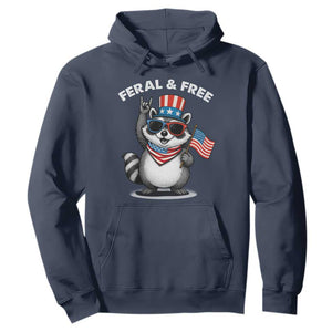 Funny Raccoon July 4th Hoodie Patriotic Trash Panda Feral But Free TS10 Navy Print Your Wear
