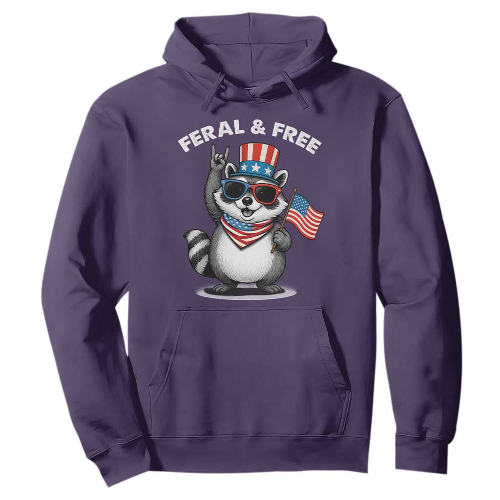 Funny Raccoon July 4th Hoodie Patriotic Trash Panda Feral But Free TS10 Purple Print Your Wear