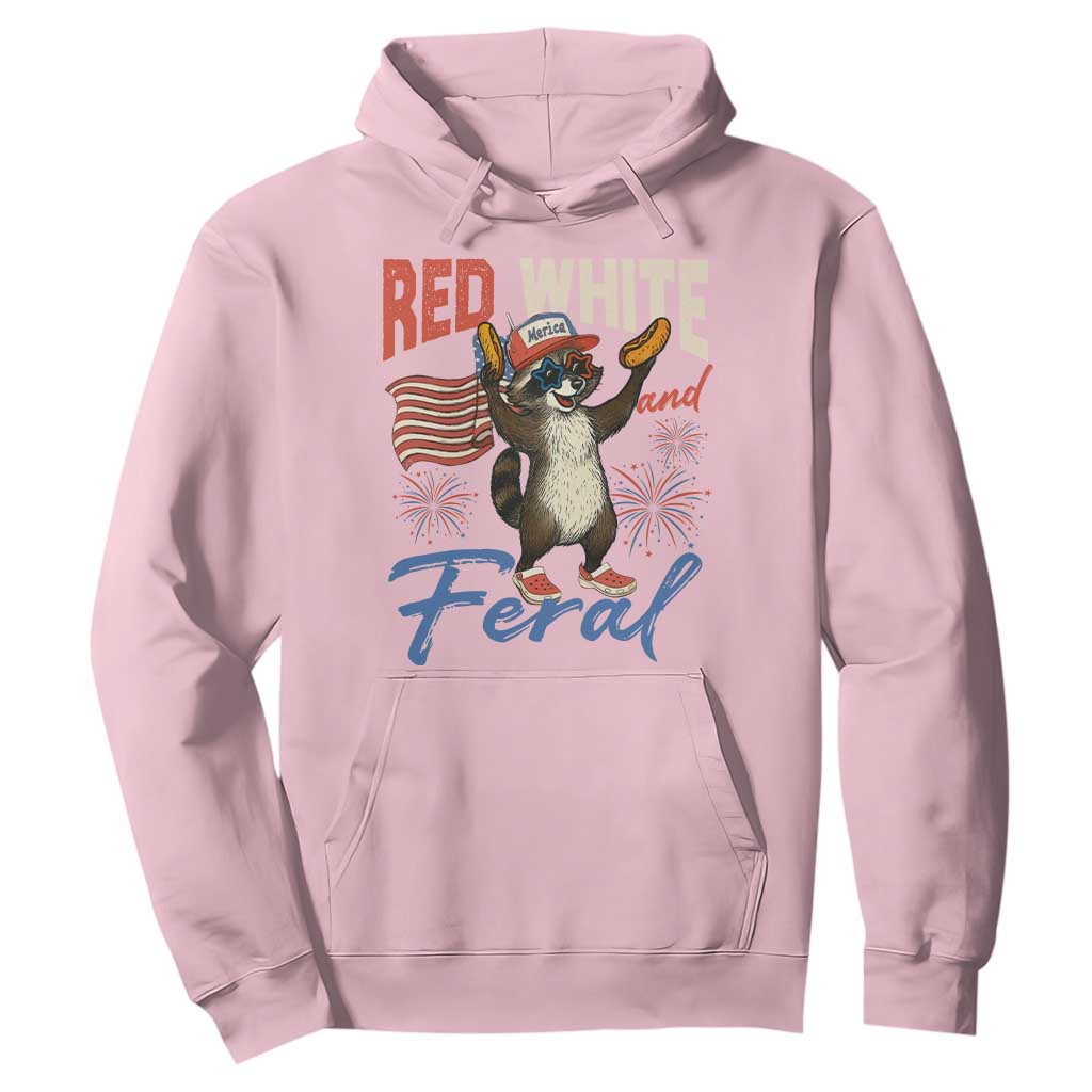 Funny Raccoon July 4th Hoodie Red White and Feral Patriotic Trash Panda TS10 Light Pink Print Your Wear