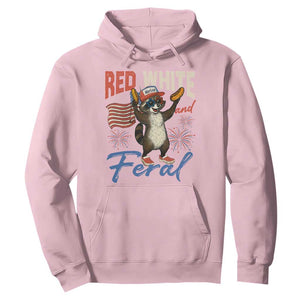Funny Raccoon July 4th Hoodie Red White and Feral Patriotic Trash Panda TS10 Light Pink Print Your Wear