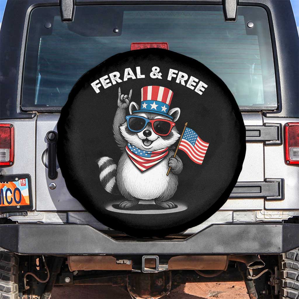 Funny Raccoon July 4th Spare Tire Cover Patriotic Trash Panda Feral But Free TS10 No hole Black Print Your Wear