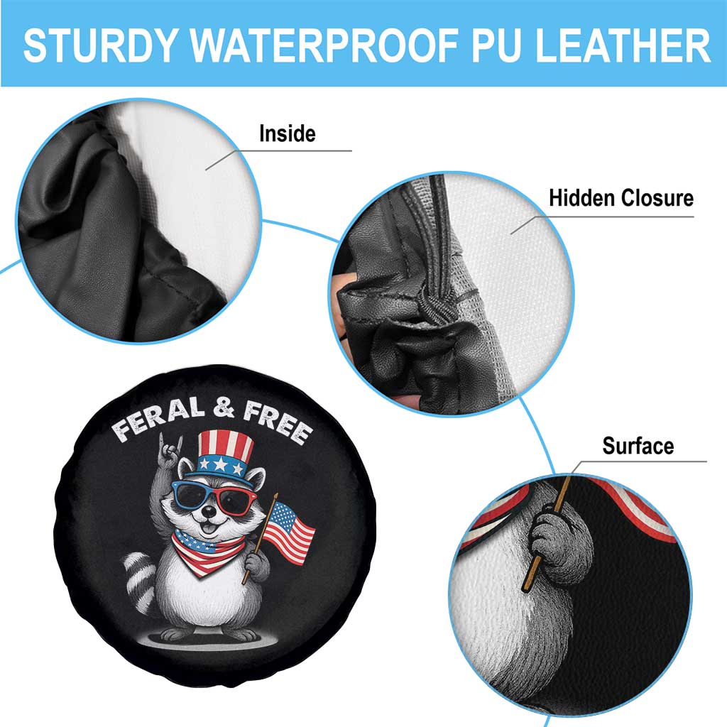 Funny Raccoon July 4th Spare Tire Cover Patriotic Trash Panda Feral But Free TS10 Print Your Wear
