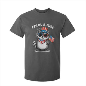 Funny Raccoon July 4th T Shirt For Kid Patriotic Trash Panda Feral But Free TS10 Dark Heather Print Your Wear