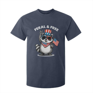 Funny Raccoon July 4th T Shirt For Kid Patriotic Trash Panda Feral But Free TS10 Navy Print Your Wear