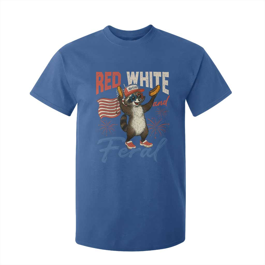 Funny Raccoon July 4th T Shirt For Kid Red White and Feral Patriotic Trash Panda TS10 Royal Blue Print Your Wear