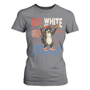 Funny Raccoon July 4th T Shirt For Women Red White and Feral Patriotic Trash Panda TS10 Charcoal Print Your Wear