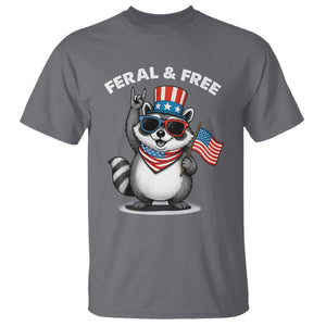 Funny Raccoon July 4th T Shirt Patriotic Trash Panda Feral But Free TS10 Charcoal Print Your Wear