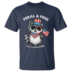 Funny Raccoon July 4th T Shirt Patriotic Trash Panda Feral But Free TS10 Navy Print Your Wear