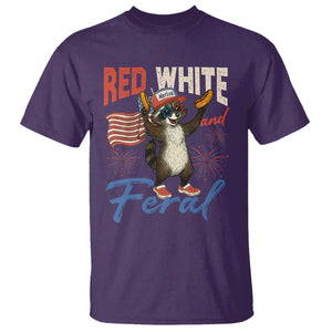 Funny Raccoon July 4th T Shirt Red White and Feral Patriotic Trash Panda TS10 Purple Print Your Wear
