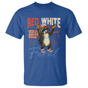 Funny Raccoon July 4th T Shirt Red White and Feral Patriotic Trash Panda TS10 Royal Blue Print Your Wear