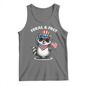 Funny Raccoon July 4th Tank Top Patriotic Trash Panda Feral But Free TS10 Black Heather Print Your Wear