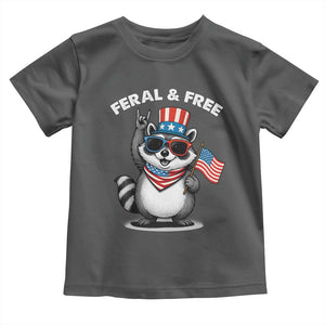 Funny Raccoon July 4th Toddler T Shirt Patriotic Trash Panda Feral But Free TS10 Dark Heather Print Your Wear
