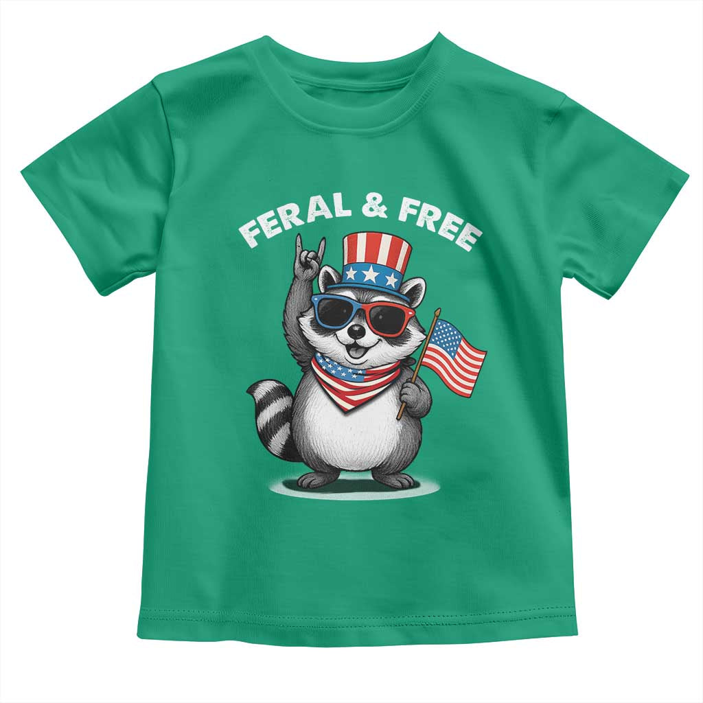 Funny Raccoon July 4th Toddler T Shirt Patriotic Trash Panda Feral But Free TS10 Irish Green Print Your Wear
