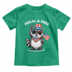 Funny Raccoon July 4th Toddler T Shirt Patriotic Trash Panda Feral But Free TS10 Irish Green Print Your Wear