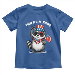 Funny Raccoon July 4th Toddler T Shirt Patriotic Trash Panda Feral But Free TS10 Royal Blue Print Your Wear