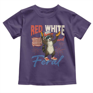 Funny Raccoon July 4th Toddler T Shirt Red White and Feral Patriotic Trash Panda TS10 Purple Print Your Wear