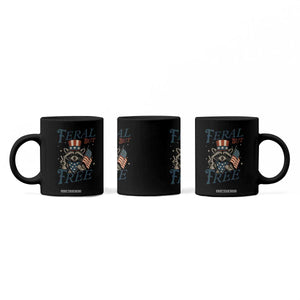Funny Raccoon Patriotic Coffee Mug Feral But Free 4th Of July American Flag TS02 Print Your Wear
