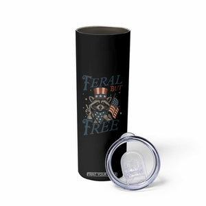 Funny Raccoon Patriotic Skinny Tumbler Feral But Free 4th Of July American Flag TS02 Print Your Wear