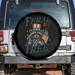 Funny Raccoon Patriotic Spare Tire Cover Feral But Free 4th Of July American Flag TS02 No hole Black Print Your Wear