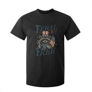 Funny Raccoon Patriotic T Shirt For Kid Feral But Free 4th Of July American Flag TS02 Black Print Your Wear