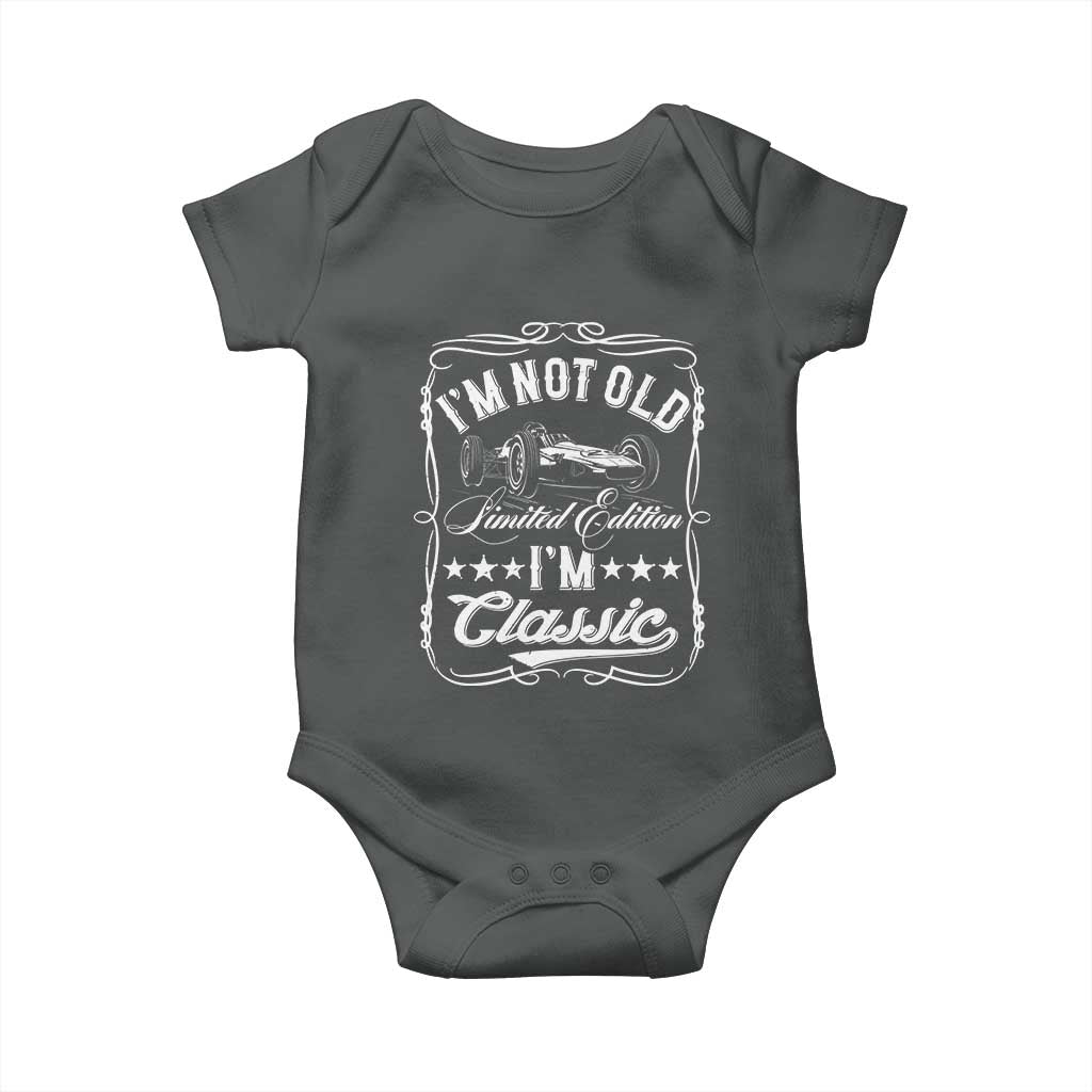 Funny Racing Formula Car I Am Not Old I Am Classic Baby Onesie Fathers Day TS11 Dark Heather Print Your Wear