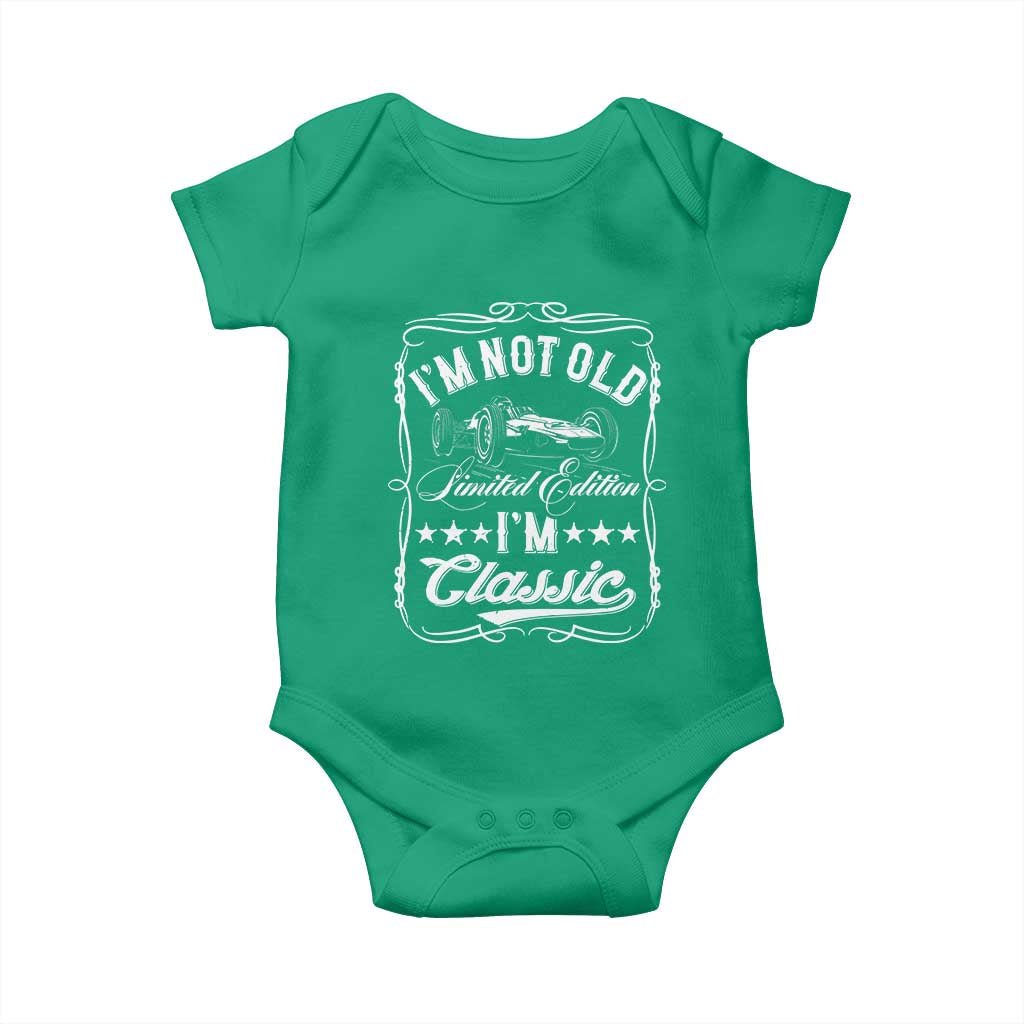 Funny Racing Formula Car I Am Not Old I Am Classic Baby Onesie Fathers Day TS11 Irish Green Print Your Wear