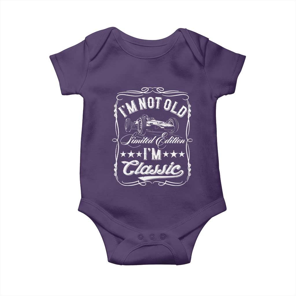 Funny Racing Formula Car I Am Not Old I Am Classic Baby Onesie Fathers Day TS11 Purple Print Your Wear