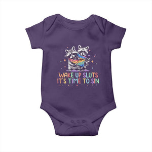 Funny Racoon Pride Baby Onesie Wake Up Sluts It Is Time To Sin LGBTQ Rainbow Flag TS10 Purple Print Your Wear