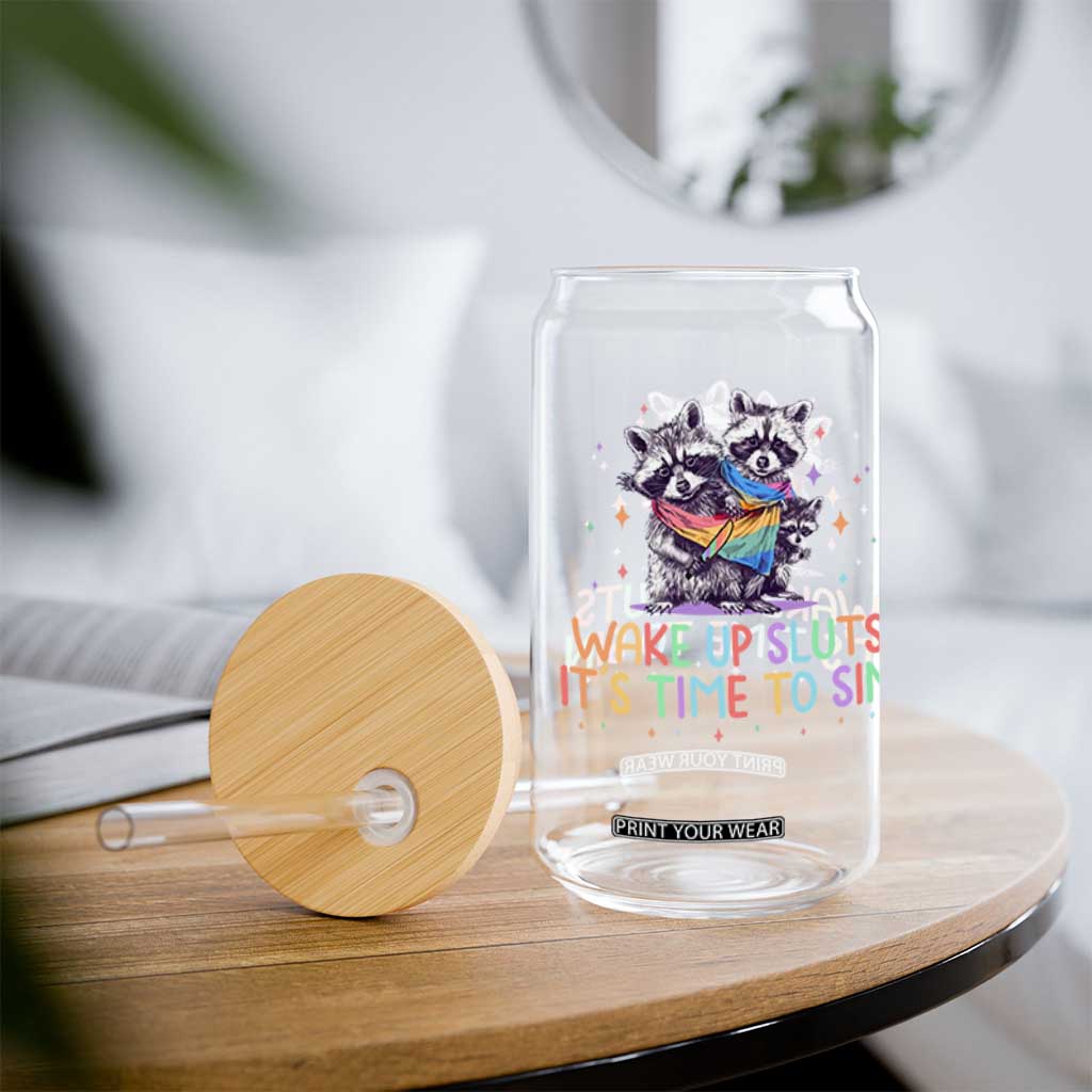 Funny Racoon Pride Glass Can Wake Up Sluts It Is Time To Sin LGBTQ Rainbow Flag TS10 Print Your Wear