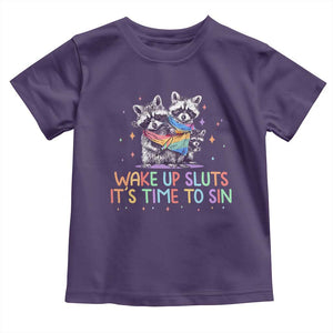 Funny Racoon Pride Toddler T Shirt Wake Up Sluts It Is Time To Sin LGBTQ Rainbow Flag TS10 Purple Print Your Wear