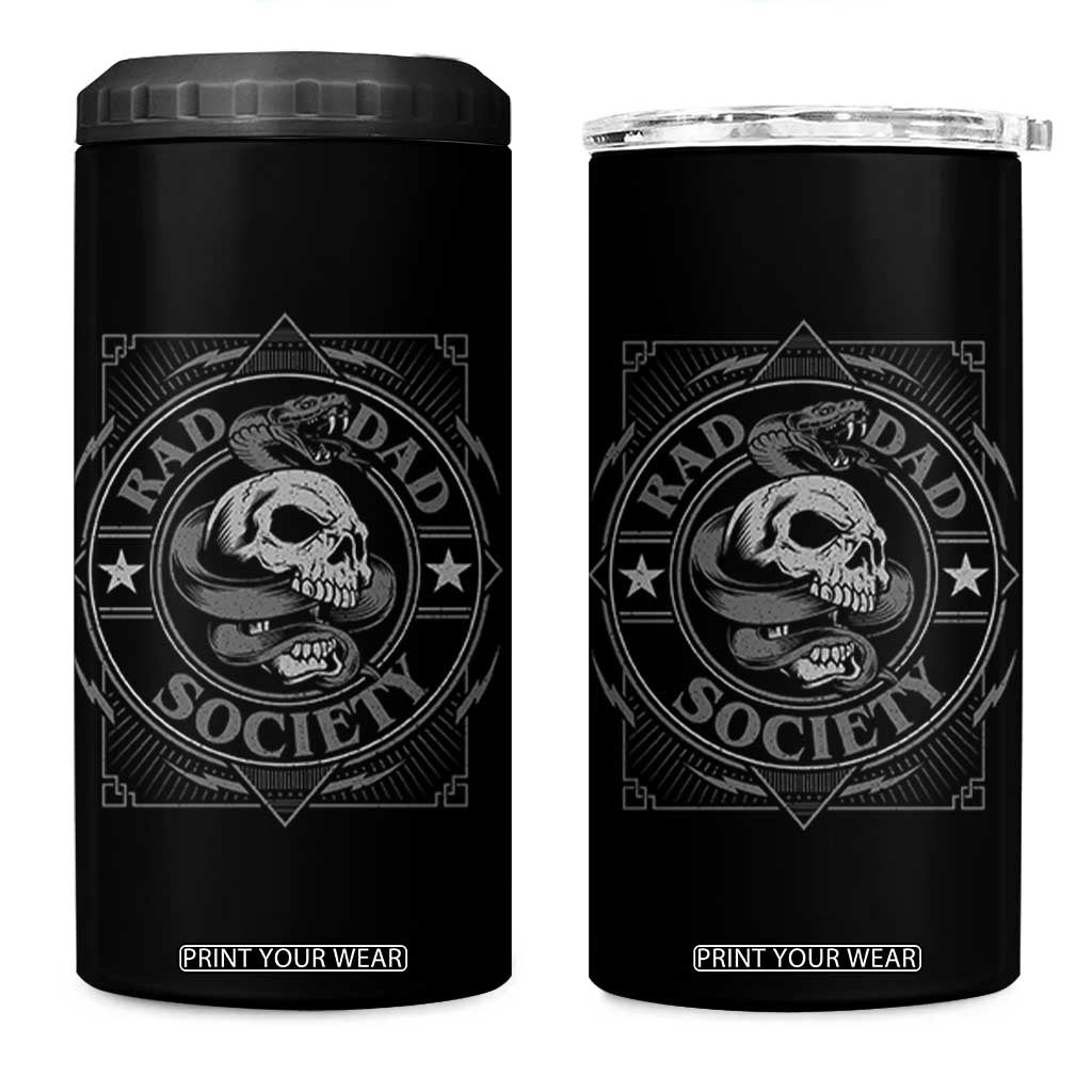 Funny Rad Dad Society 4 in 1 Can Cooler Tumbler Vintage Skull Snake Fathers Day TS11 One Size: 16 oz Black Print Your Wear
