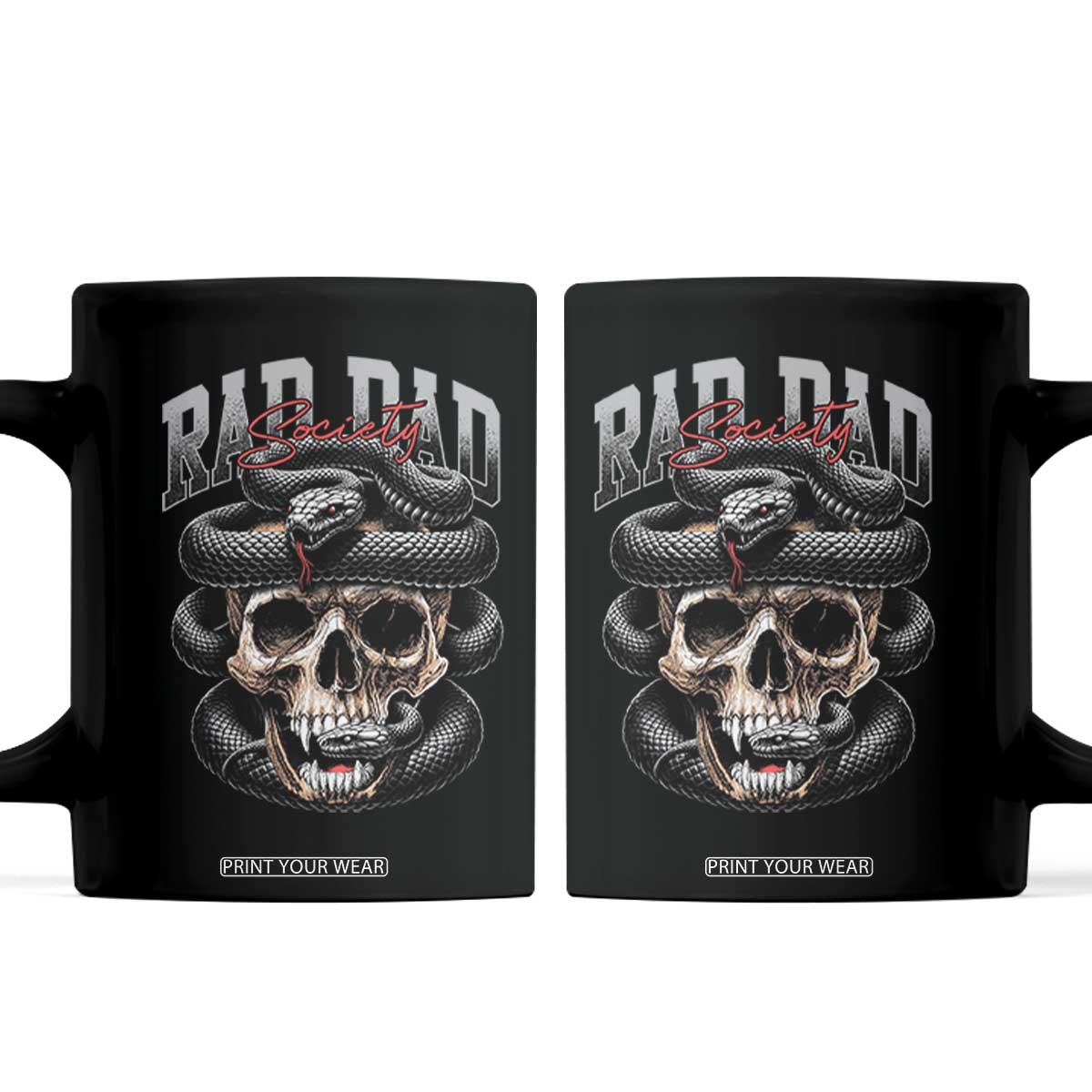Funny Rad Dad Society Coffee Mug Dad Life Skull Snake Fathers Day TS11 Black Print Your Wear