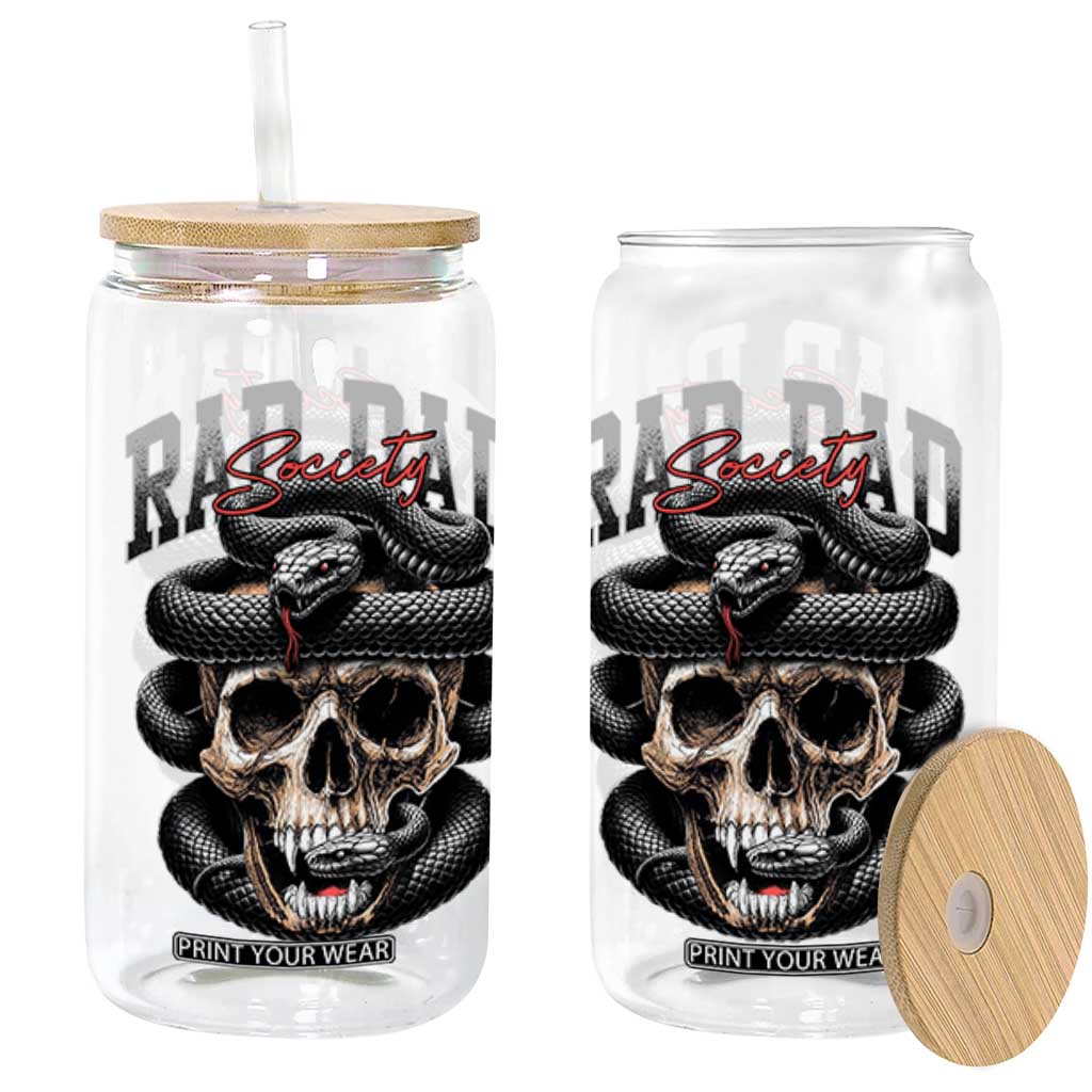 Funny Rad Dad Society Glass Can Dad Life Skull Snake Fathers Day TS11 Black Print Your Wear