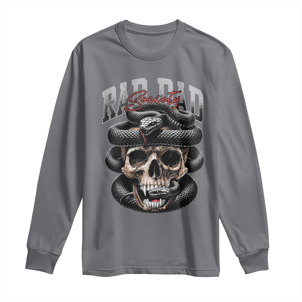 Funny Rad Dad Society Long Sleeve Shirt Dad Life Skull Snake Fathers Day TS11 Charcoal Print Your Wear