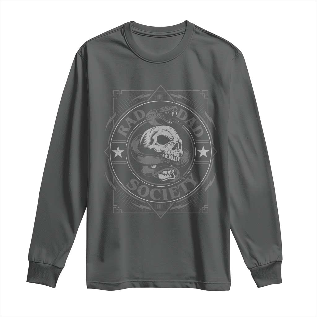 Funny Rad Dad Society Long Sleeve Shirt Vintage Skull Snake Fathers Day TS11 Dark Heather Print Your Wear