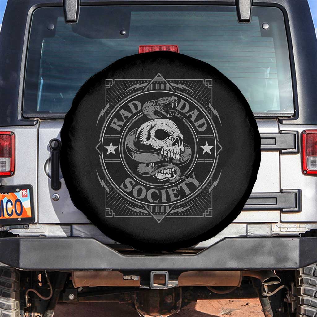Funny Rad Dad Society Spare Tire Cover Vintage Skull Snake Fathers Day TS11 No hole Black Print Your Wear