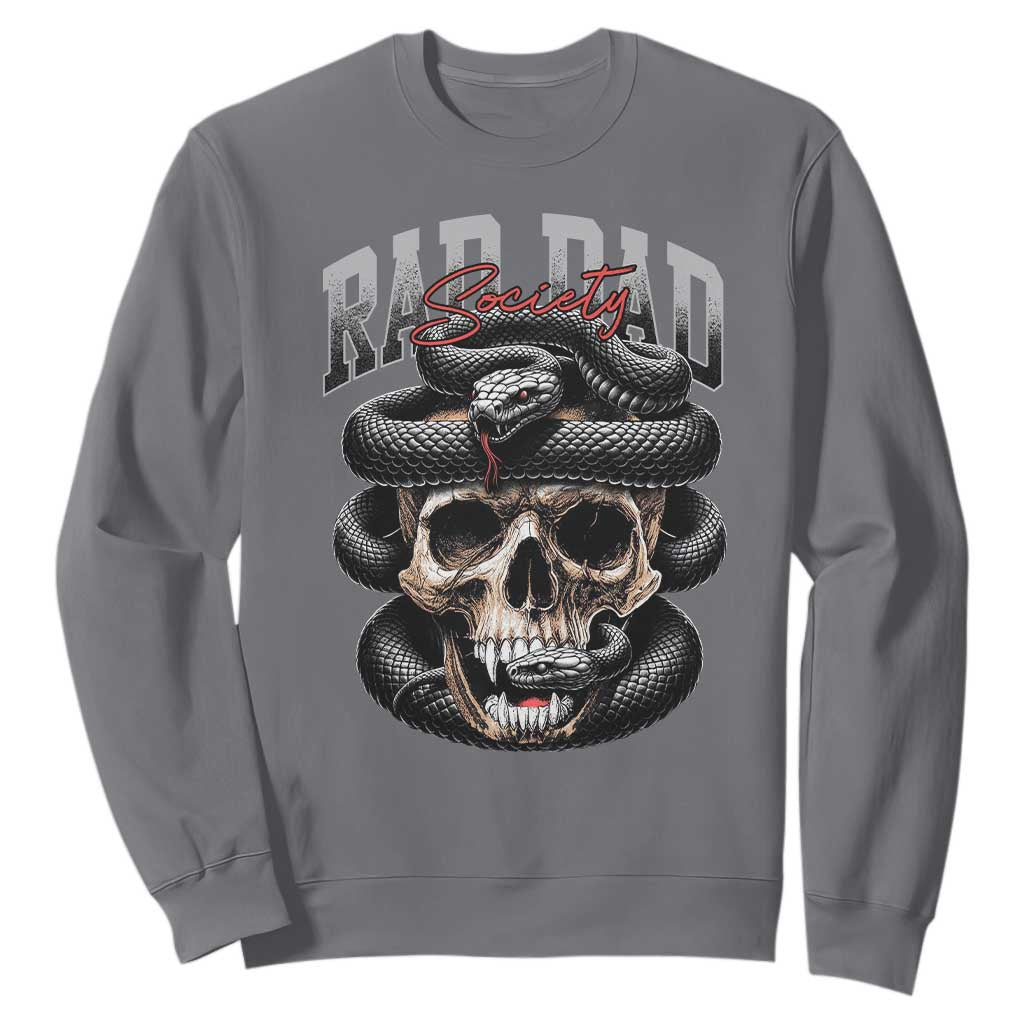 Funny Rad Dad Society Sweatshirt Dad Life Skull Snake Fathers Day TS11 Charcoal Print Your Wear