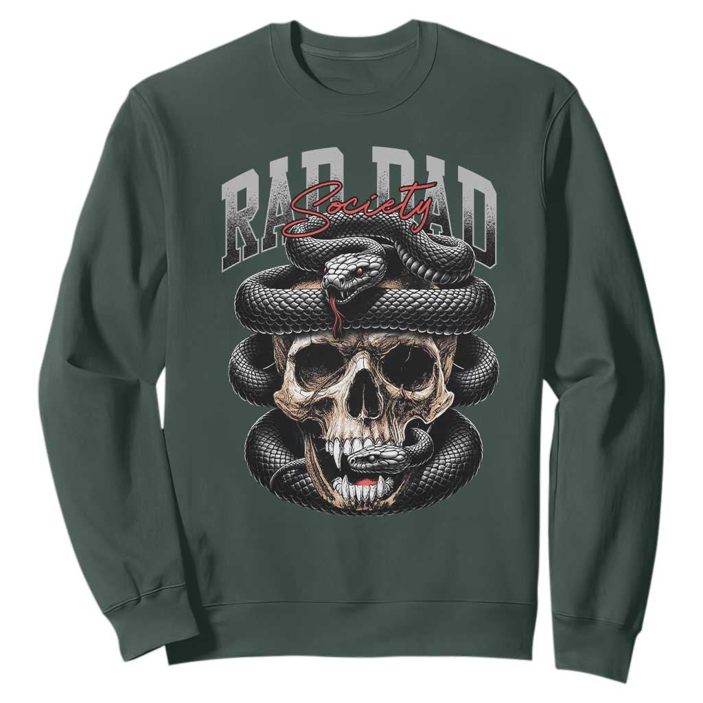 Funny Rad Dad Society Sweatshirt Dad Life Skull Snake Fathers Day TS11 Dark Forest Green Print Your Wear