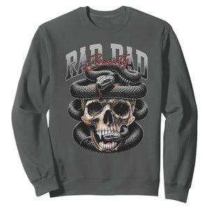 Funny Rad Dad Society Sweatshirt Dad Life Skull Snake Fathers Day TS11 Dark Heather Print Your Wear