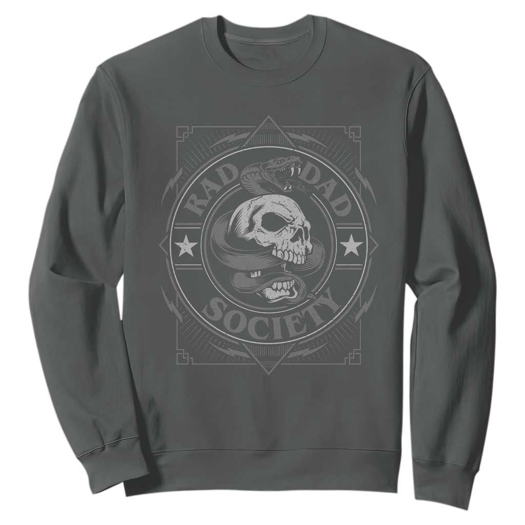 Funny Rad Dad Society Sweatshirt Vintage Skull Snake Fathers Day TS11 Dark Heather Print Your Wear
