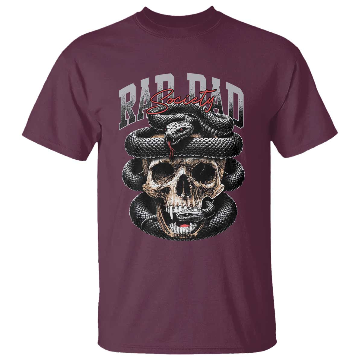 Funny Rad Dad Society T Shirt Dad Life Skull Snake Fathers Day TS11 Maroon Print Your Wear