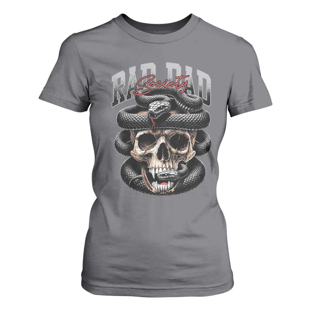 Funny Rad Dad Society T Shirt For Women Dad Life Skull Snake Fathers Day TS11 Charcoal Print Your Wear